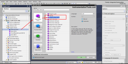 Tia Portal - OB20 Time Delay Interrupt Organization Block