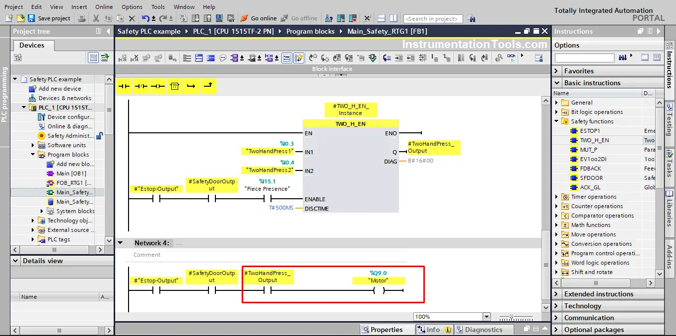 two-hand operation using PLC