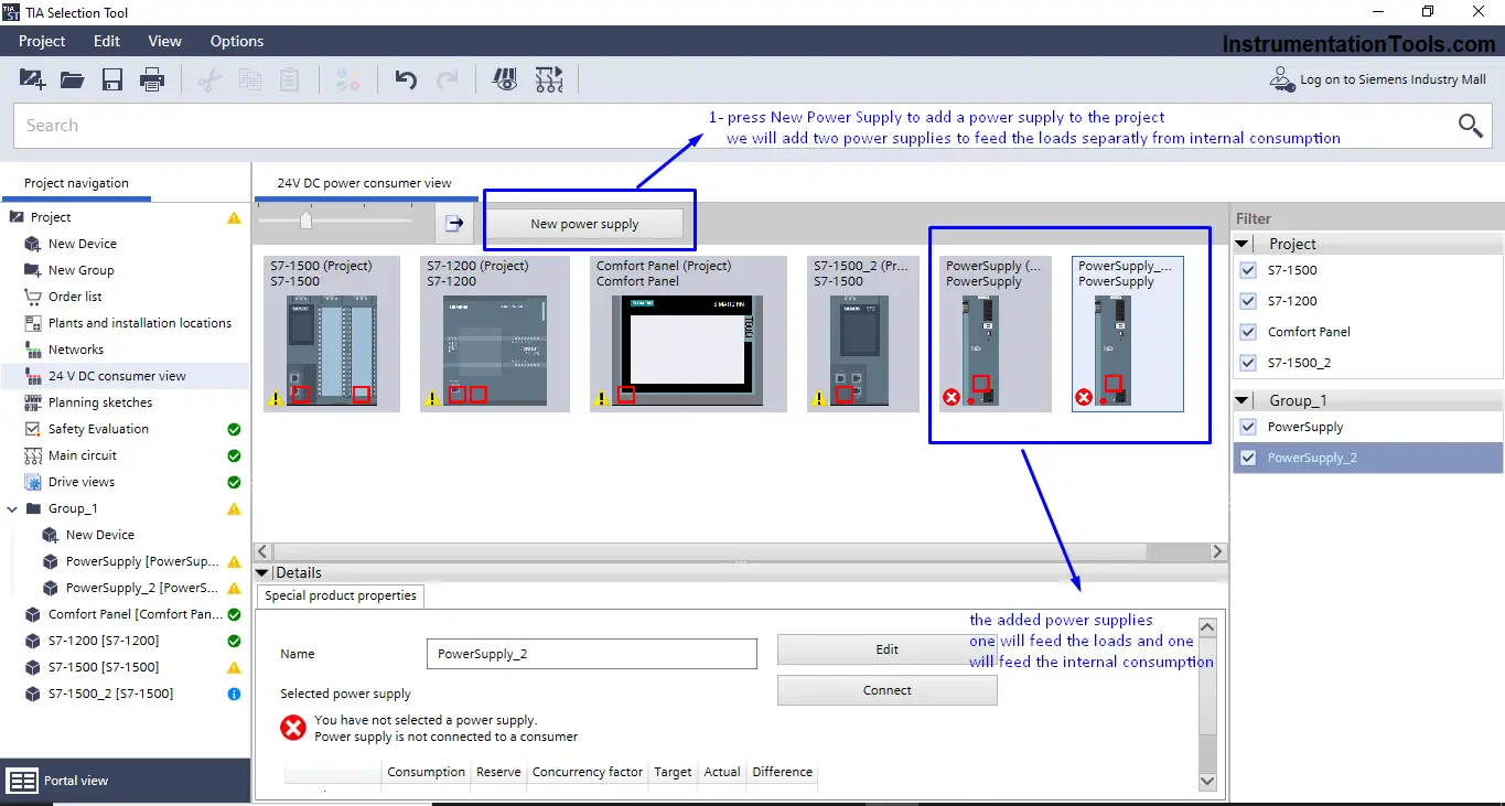 Adding a new power supply in PLC