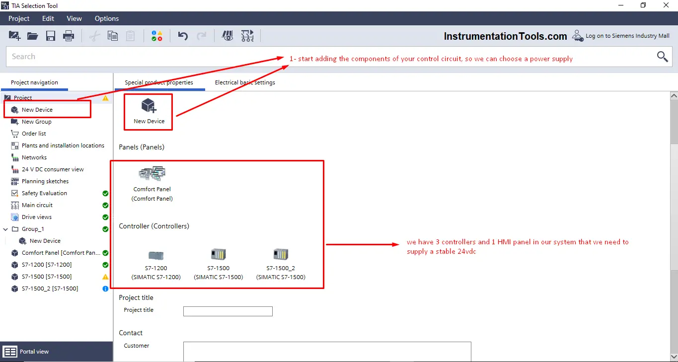 SIEMENS TIA Portal Selection Tool