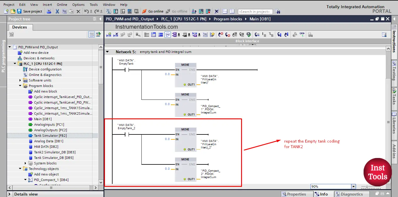 Adding and Configuring the PID Block in PLC