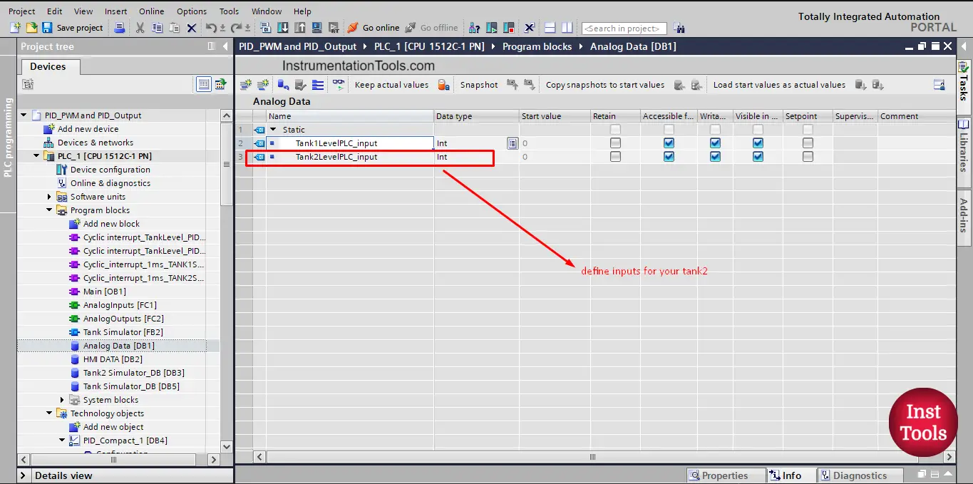 Define Inputs in Your PLC Project