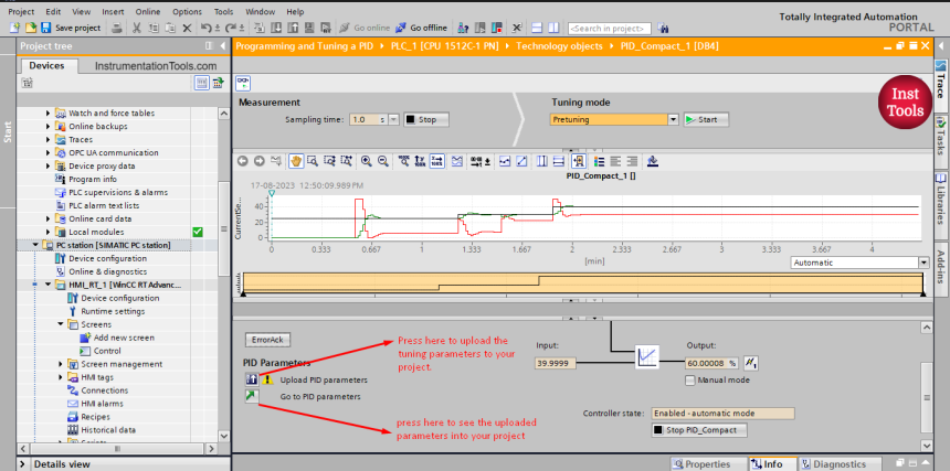 PLC PID tuning parameters