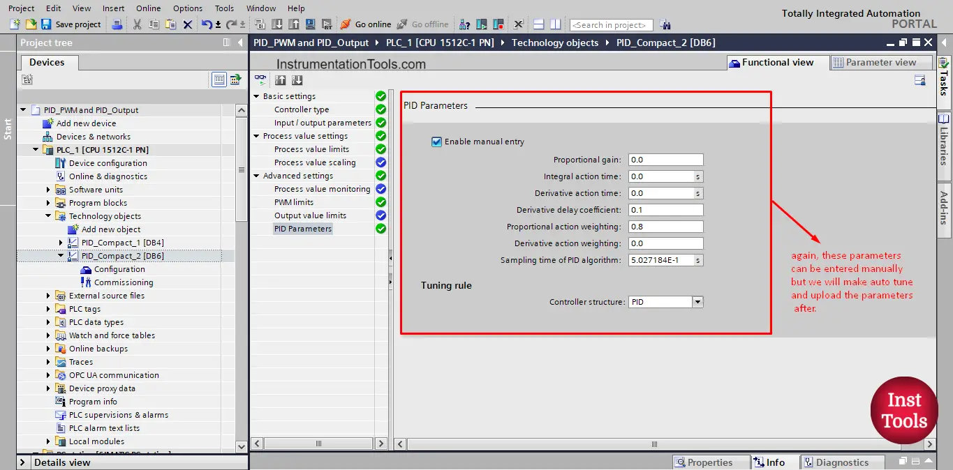 Siemens Tia Portal PID parameters