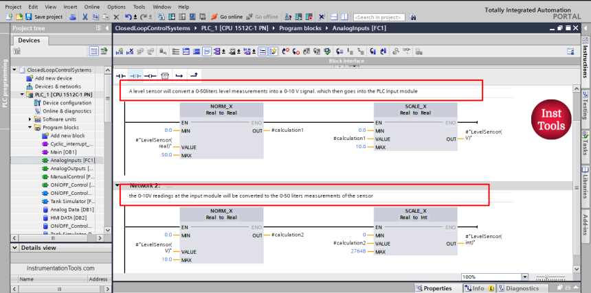 Simulating Level Sensor and the Pump Logic in PLC