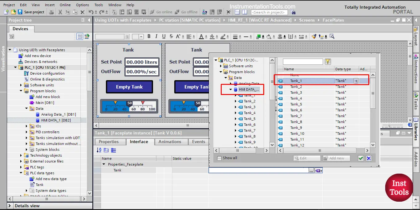 HMI Faceplates UDT implementation