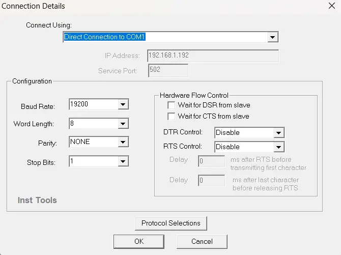 Modscan Configuration Parameters