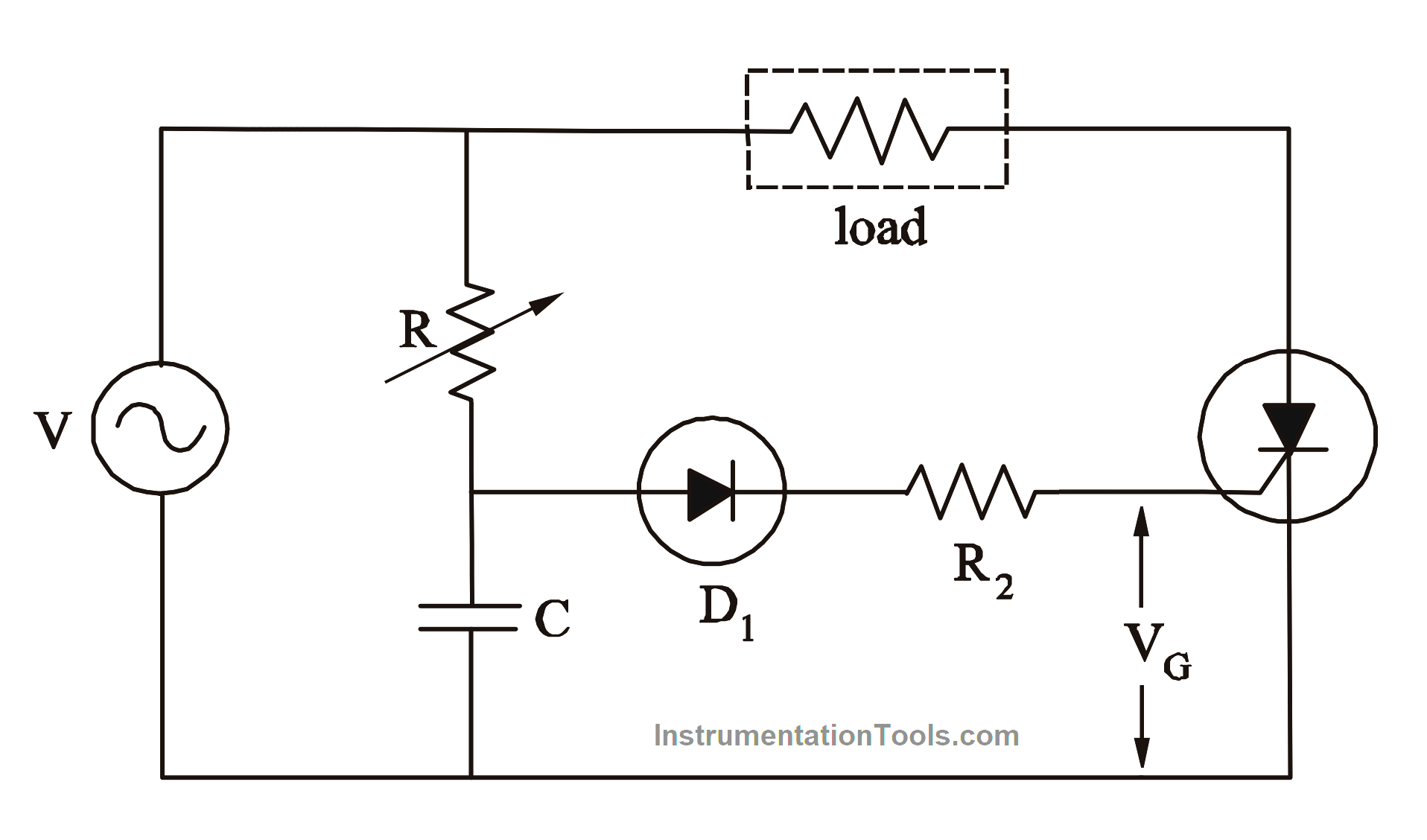 Thyristor Resistor-Capacitor (RC) Triggering Circuit