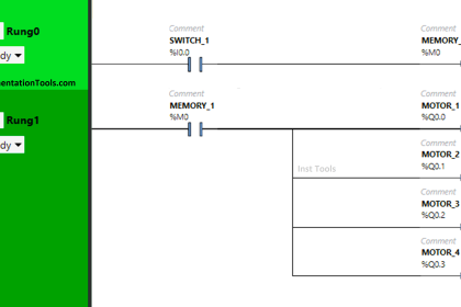 Ladder Diagram Example using Memory Bits and Set Coils