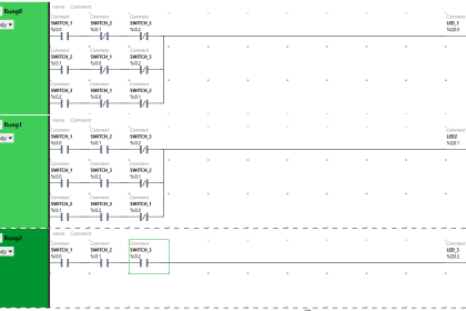 PLC Example to Control LEDs Via Switches