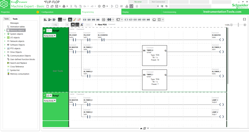 Flip-Flop PLC Program for Lamps Application