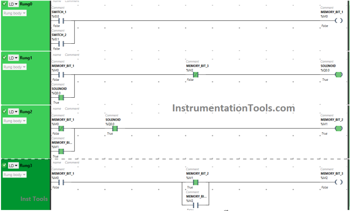 Example of Controlling the PLC Output using Push Buttons