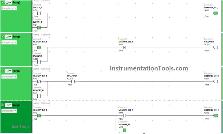 Example of Controlling the PLC Output using Push Buttons