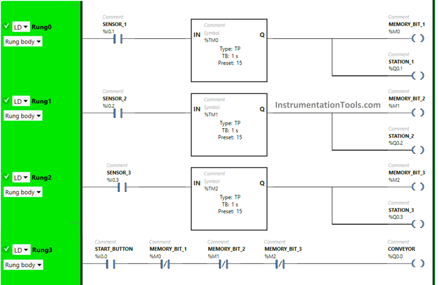 PLC Example on Manufacturing Line Assembly