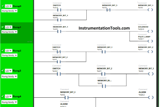 PLC Program for Solenoid, Pilot Lamp, and Switch with Alarm
