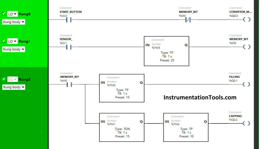 PLC Programming Example on Bottle Line Control