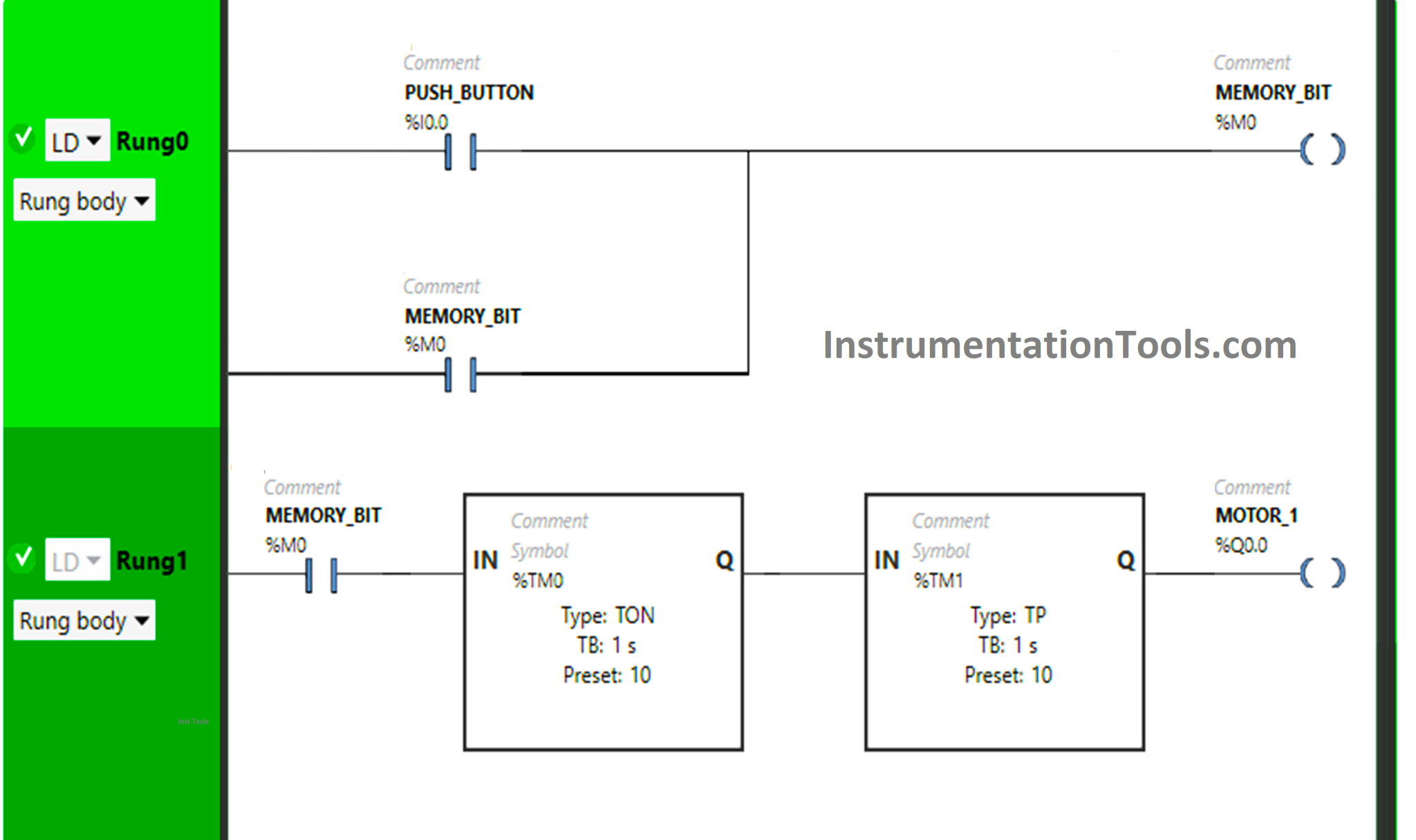 PLC Programming Example with Pushbutton and Motor