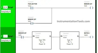 PLC Programming Example with Pushbutton and Motor