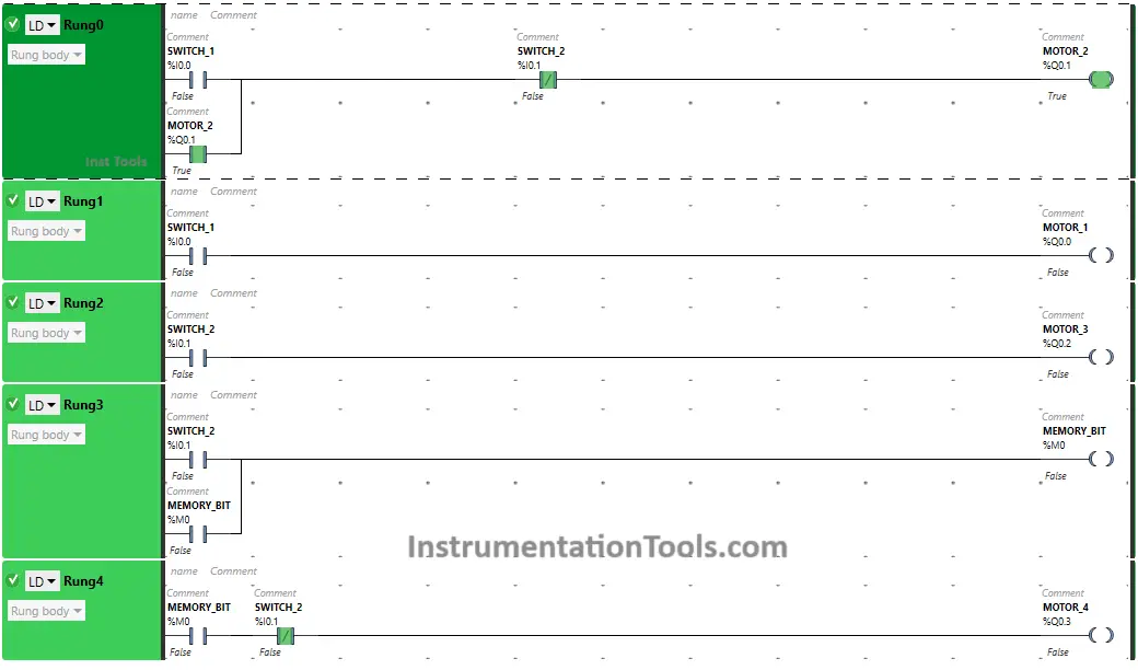 latch and unlatch logic in PLC ladders