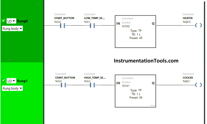 Basic PLC Exercise on Heater and Cooler for Students
