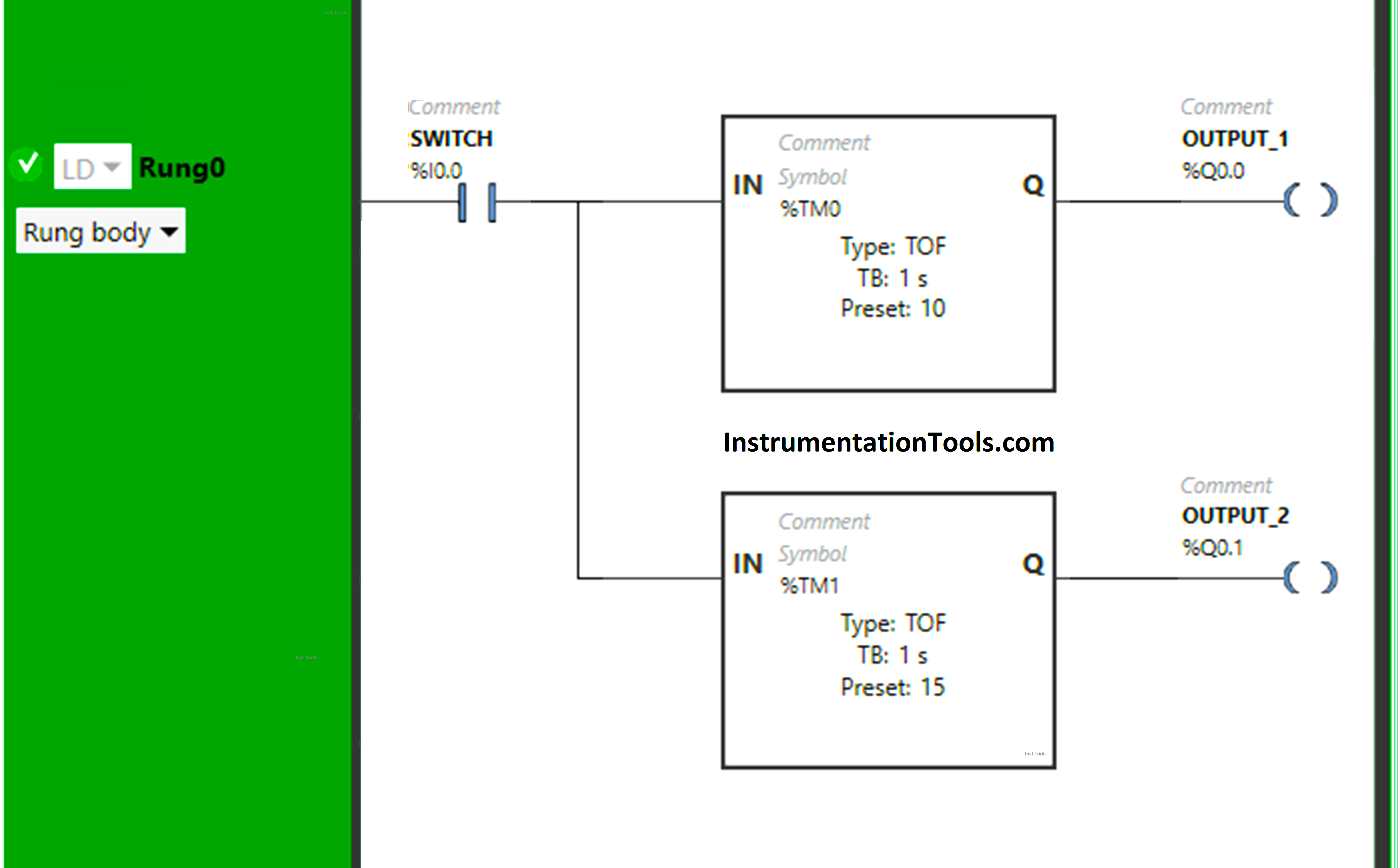 PLC Example on Switch Program with Timers