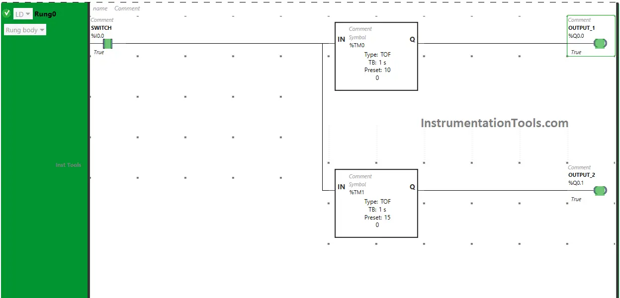 PLC programs that use timers and switches