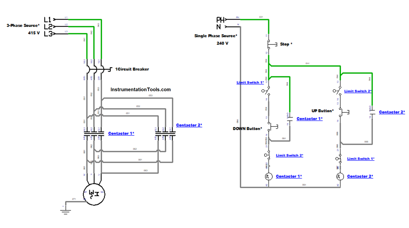 Shutter Door Control using Induction Motor and Limit Switches
