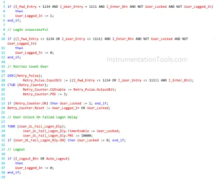 PLC Program for Password Management using Structured Text