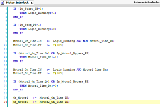 Structured Text PLC Example for Motor Interlocking and Control