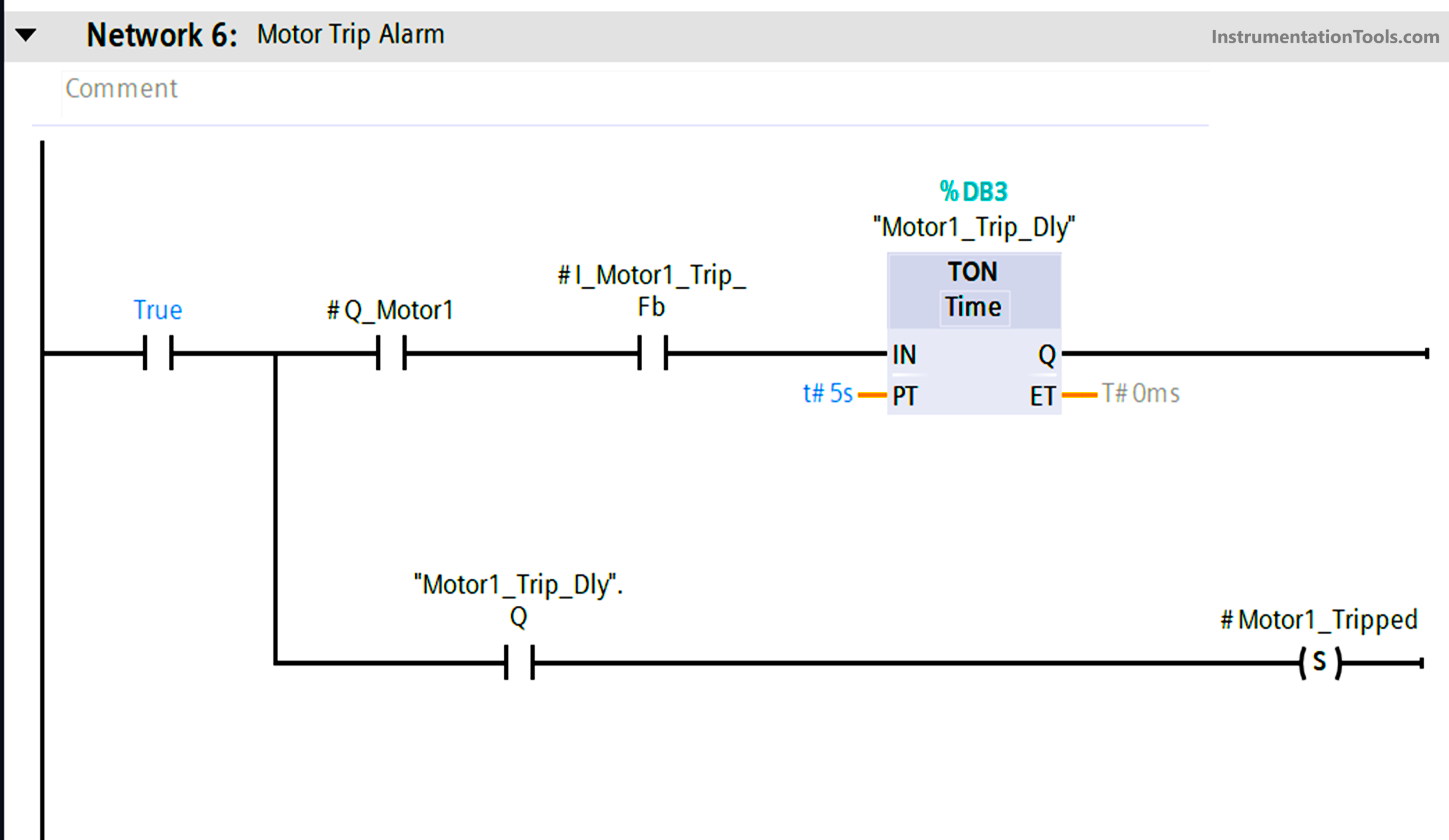 PLC motor starter logic with TIA Portal