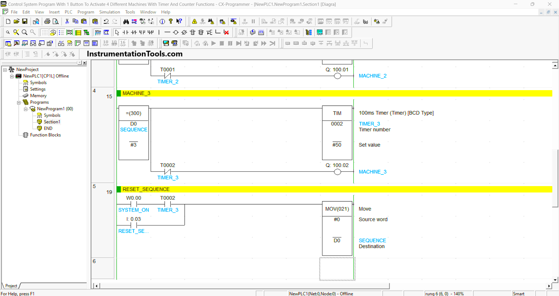 PLC program for 4 machines in CX-Programmer