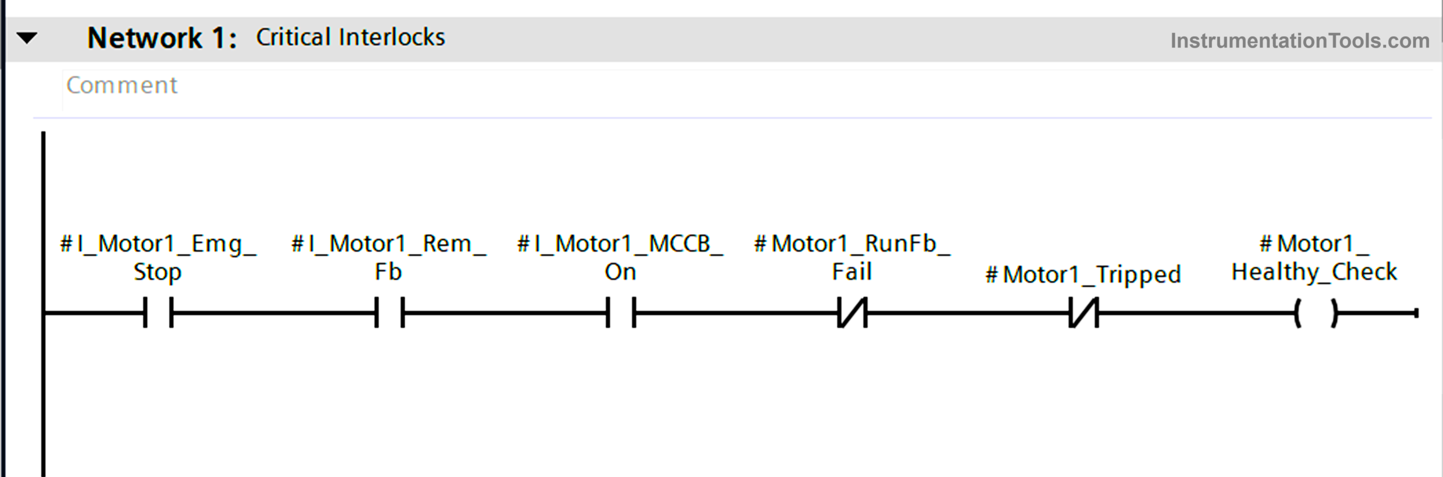 Siemens PLC motor starter logic