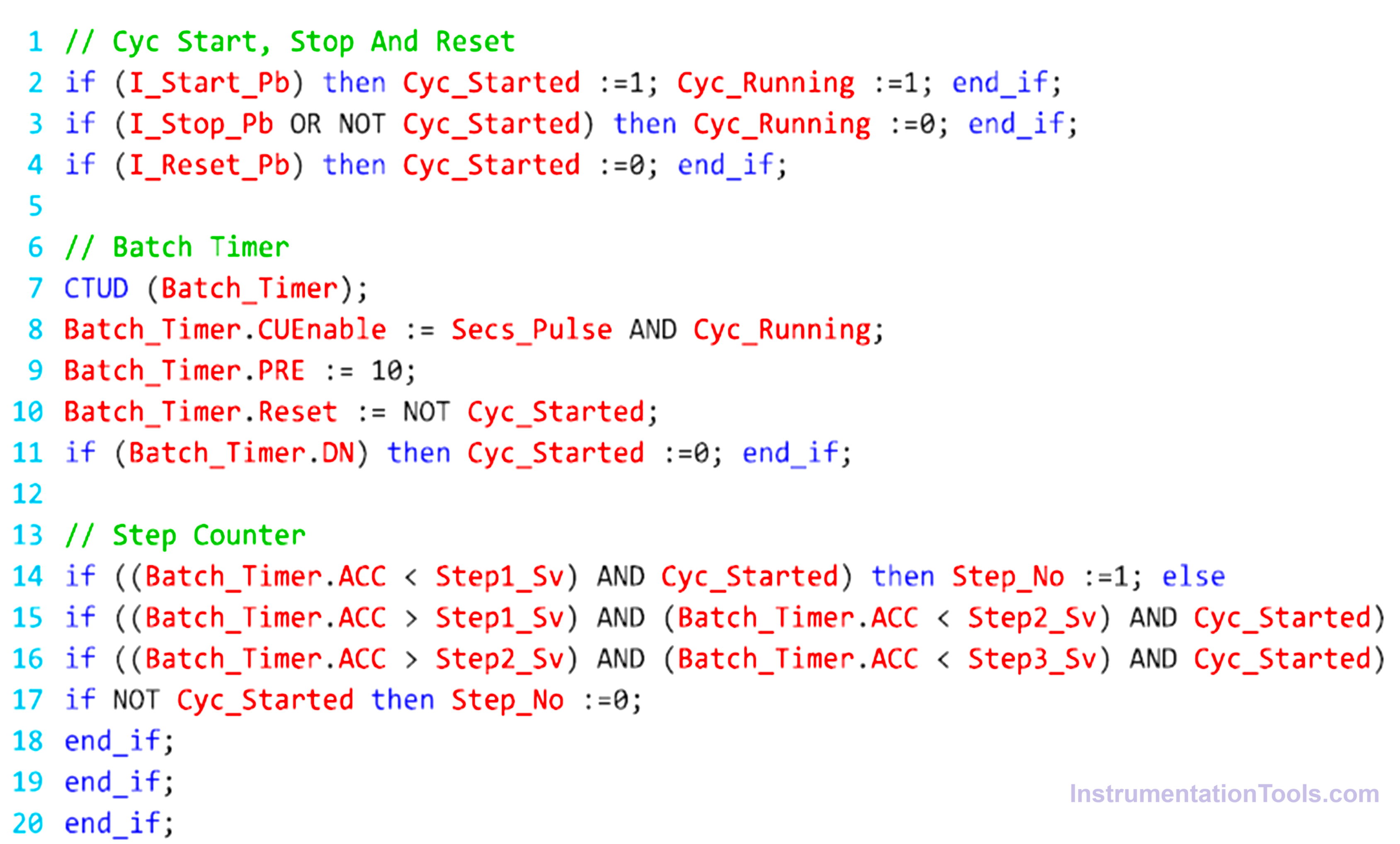 Structured Text Selector Machine Logic
