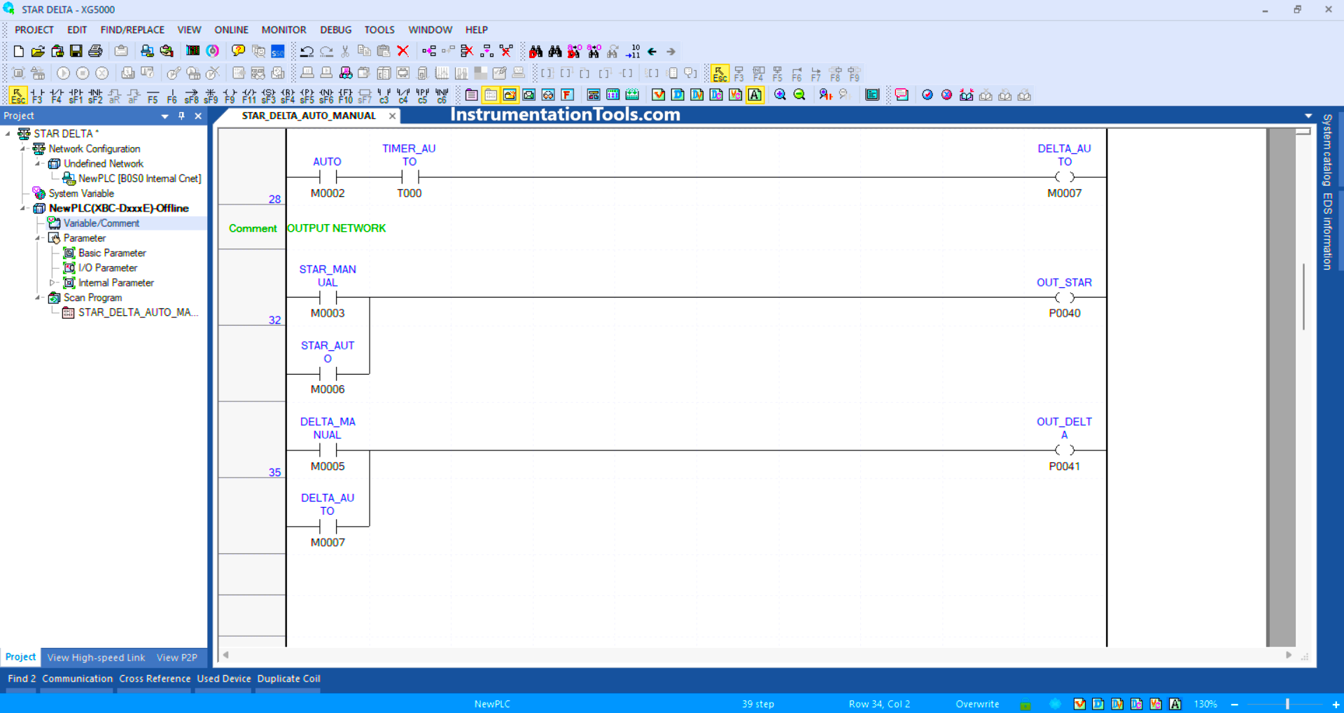 XG5000 Star Delta PLC Logic