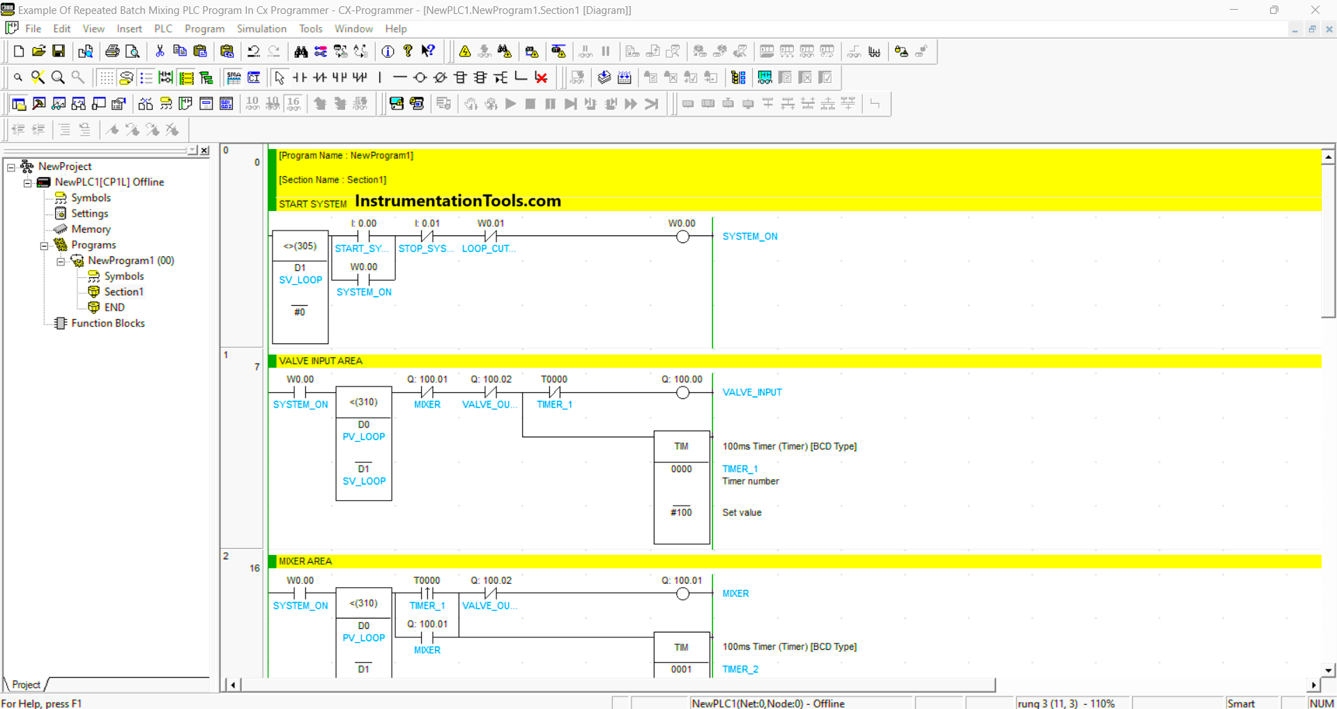 Batch mixing process automation with Omron PLC