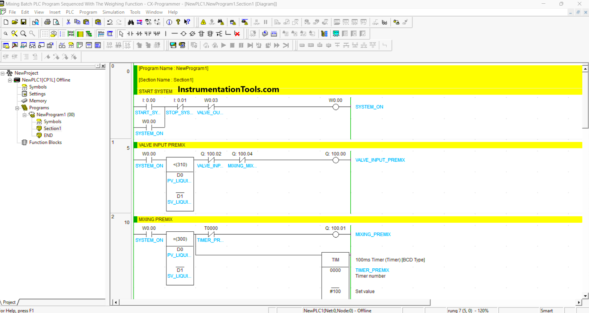 PLC Programming for Sequential Batch Mixing System