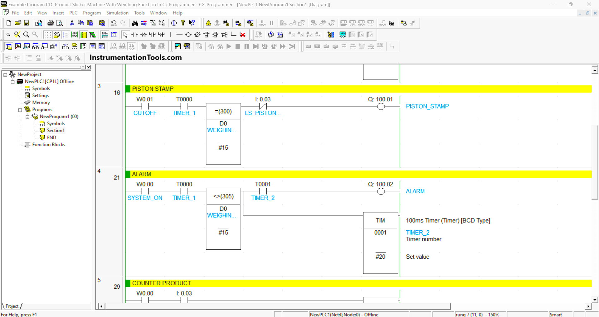 PLC program for weighing system