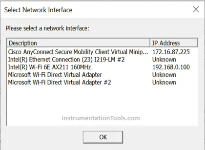 Ethernet IP Commissioning Tool software