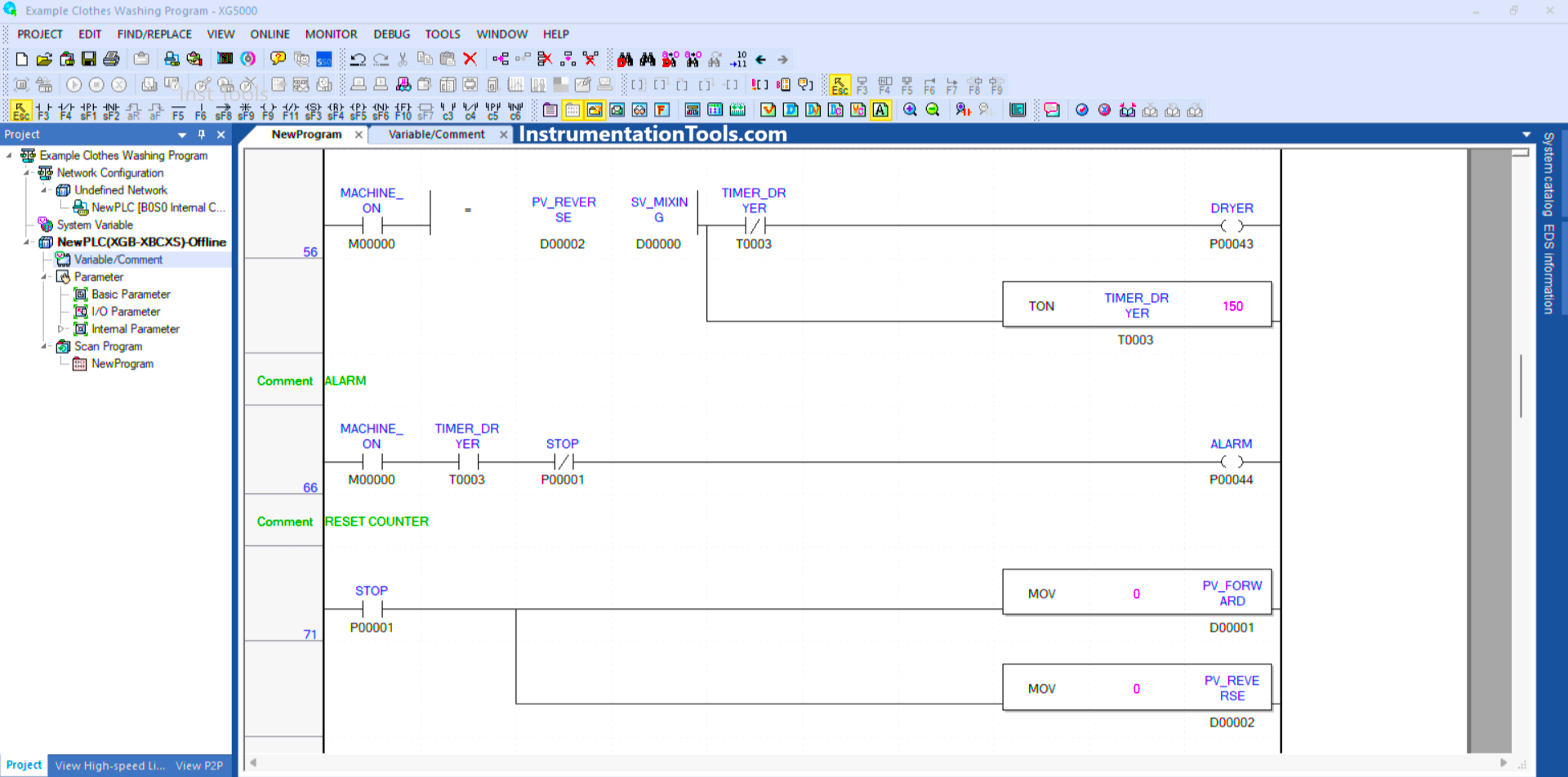 PLC washing machine control program