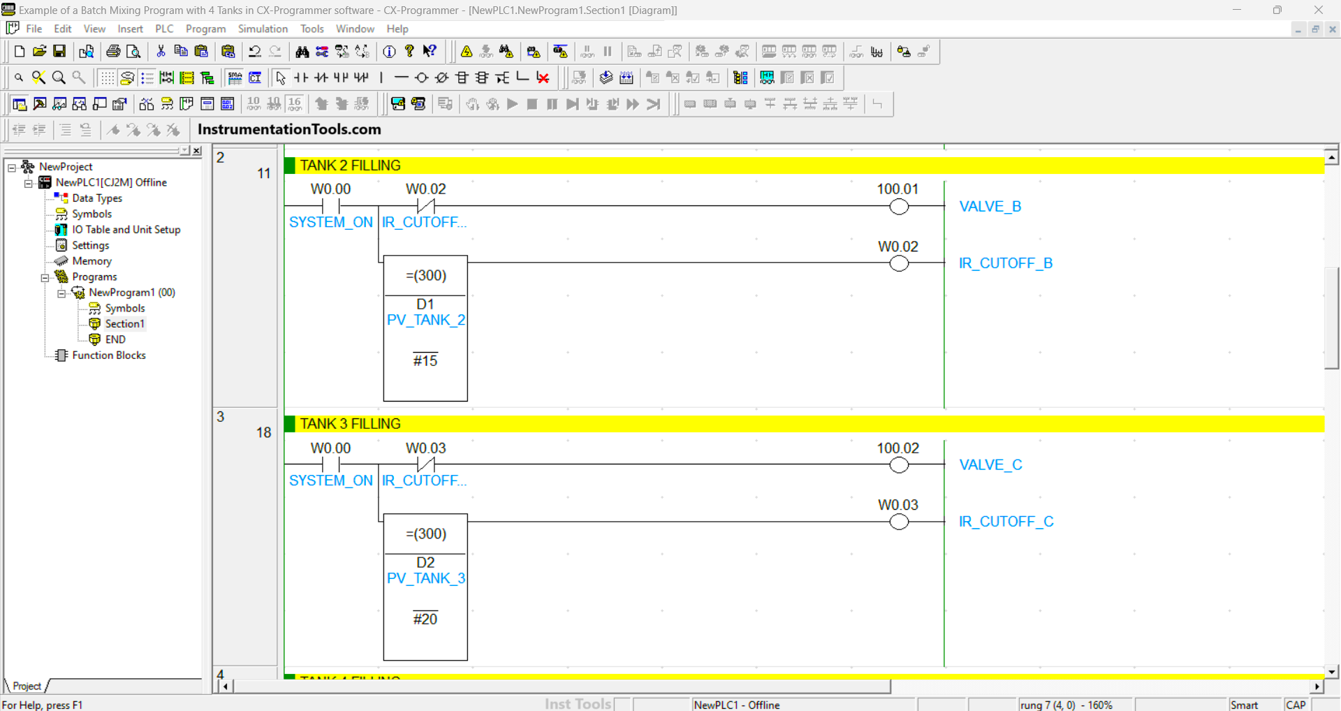 CX-Programmer batch mixing example