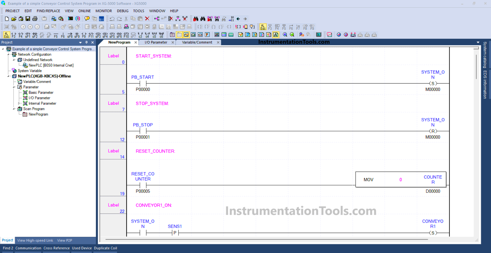 Creating a Basic Conveyor Control Program in XG5000