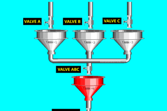 PLC Batch System for 4 Tanks Mixing using CX-Programmer