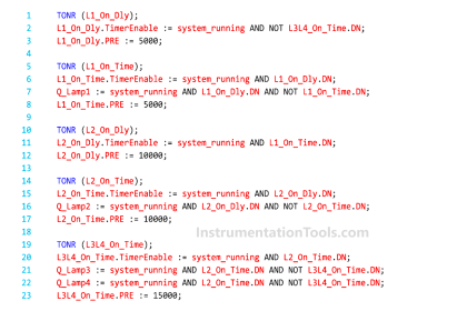 PLC Structured Text Program for Light Sequences via Timers