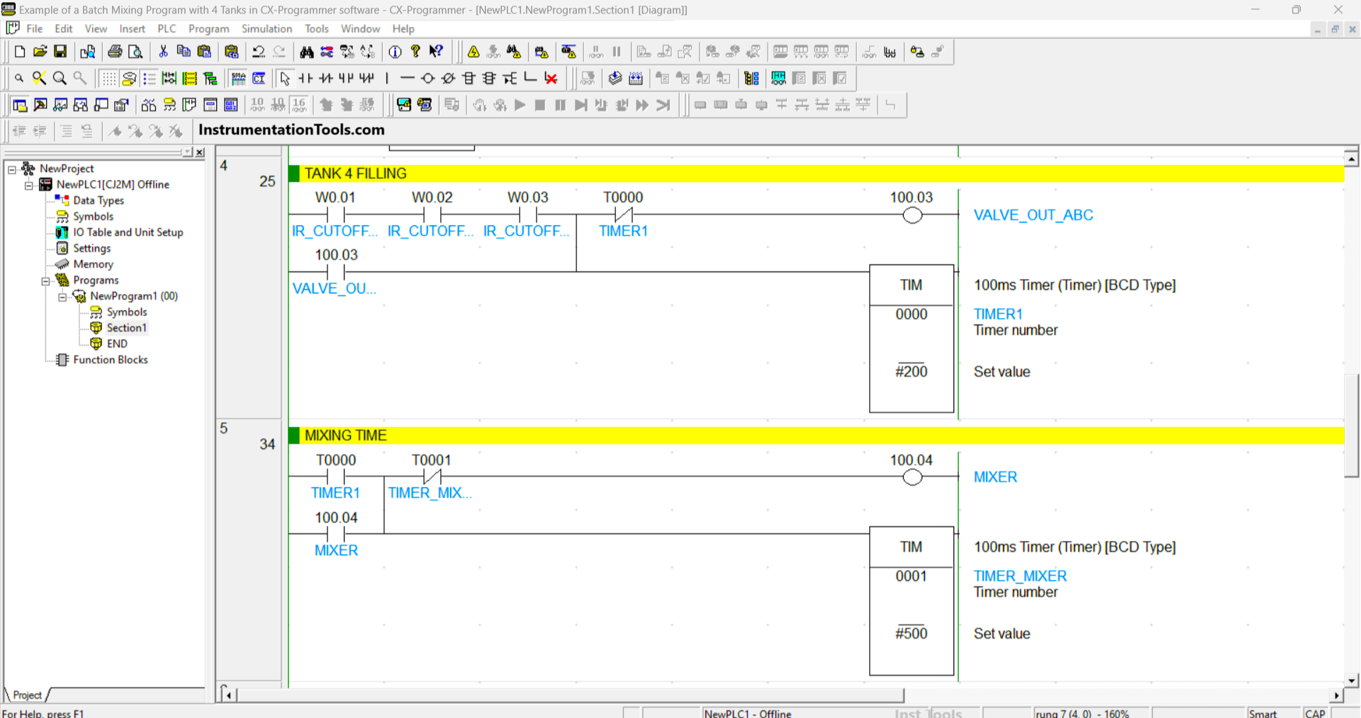 PLC software for batch mixing