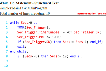 While Do Statement in Structured Text PLC Program