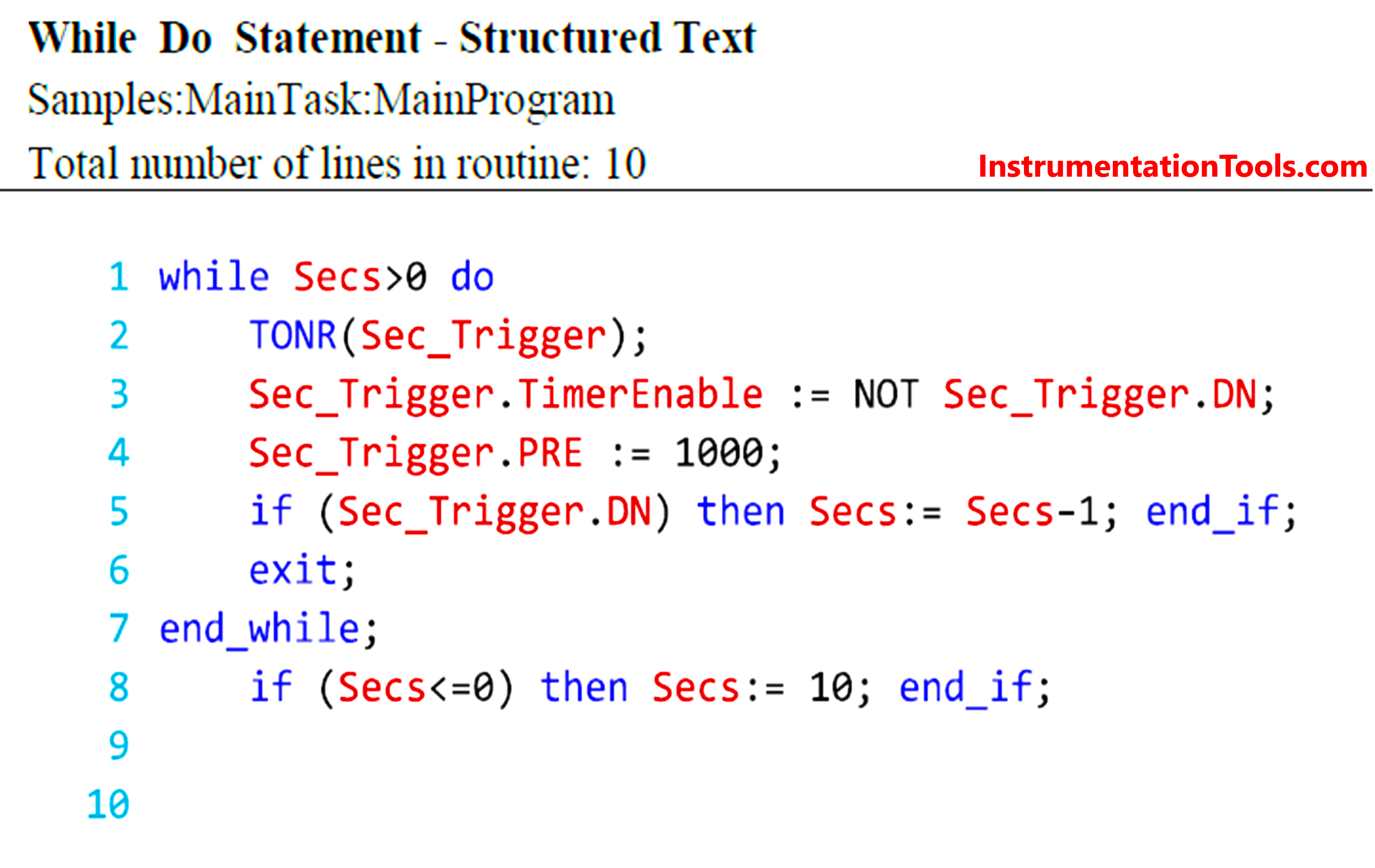 While Do Statement in Structured Text PLC Program