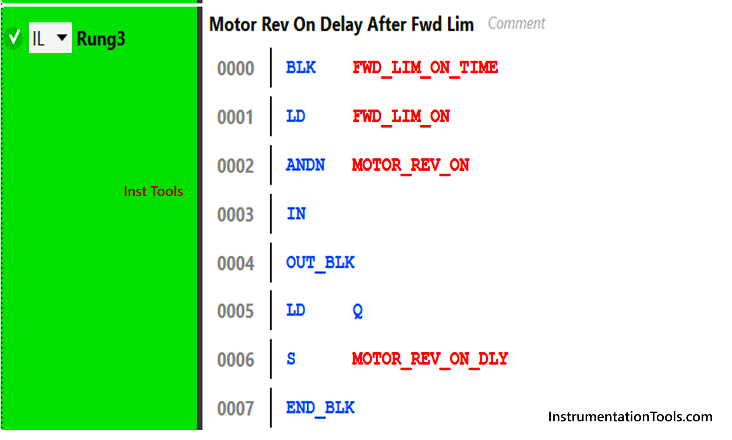 How to control motor direction using PLC instruction list