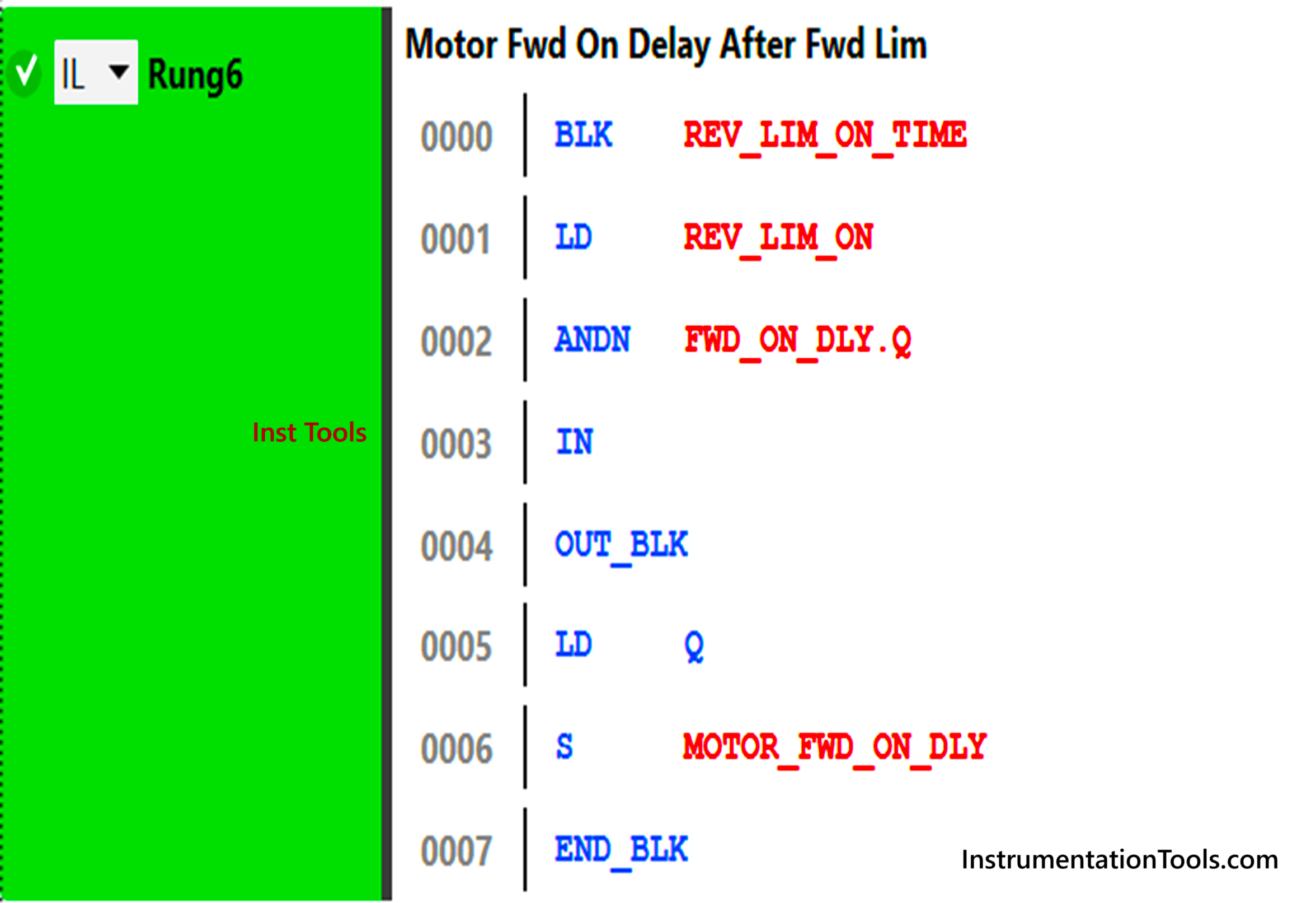 Programming a motor direction change using PLC instruction list