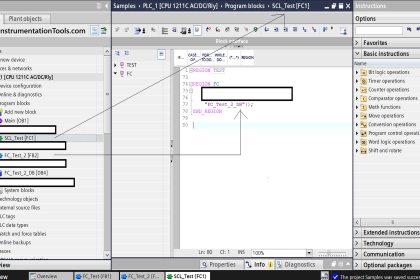 PLC Examples for calling functions in SCL