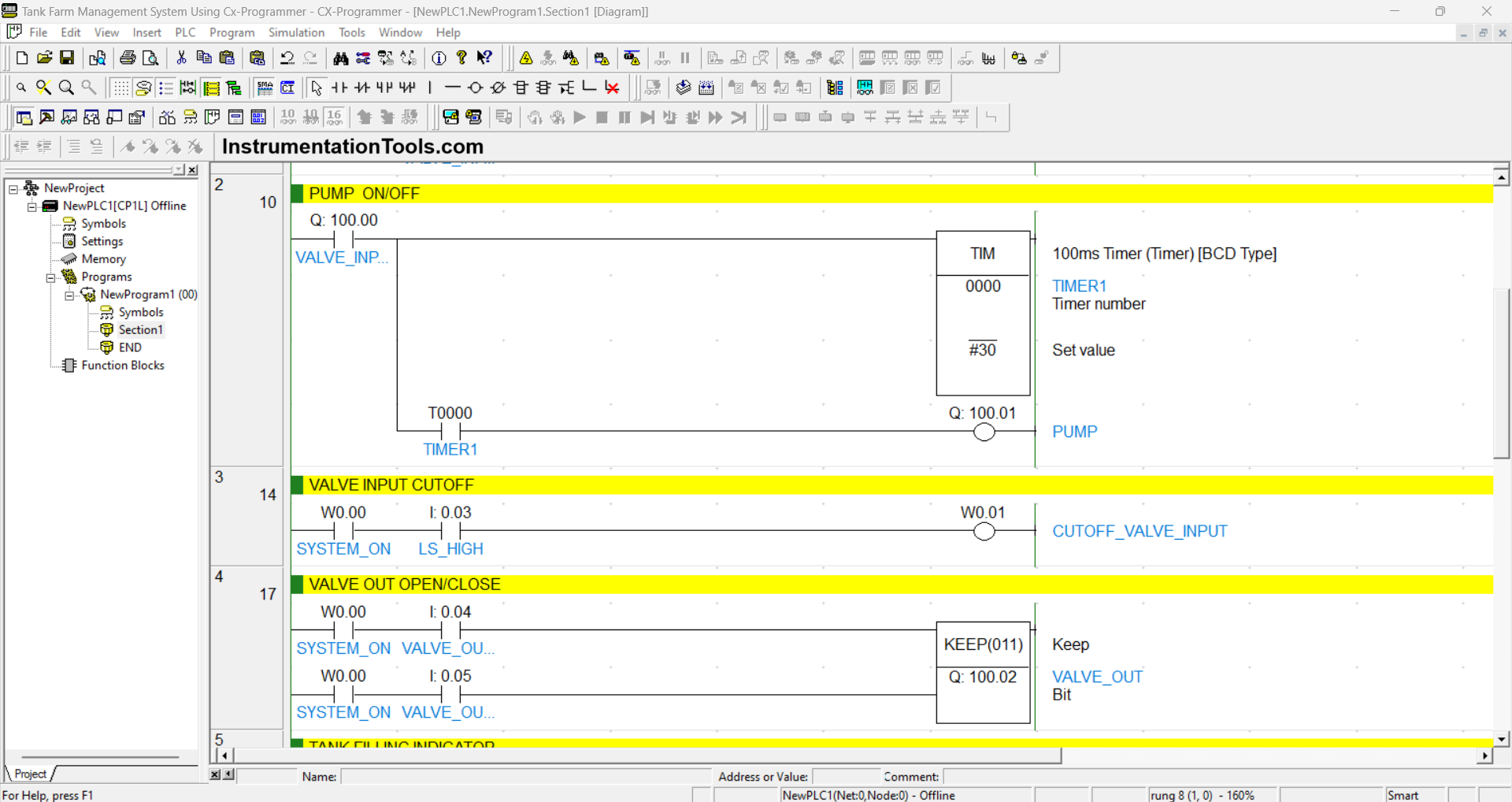 Tank management Ladder Logic